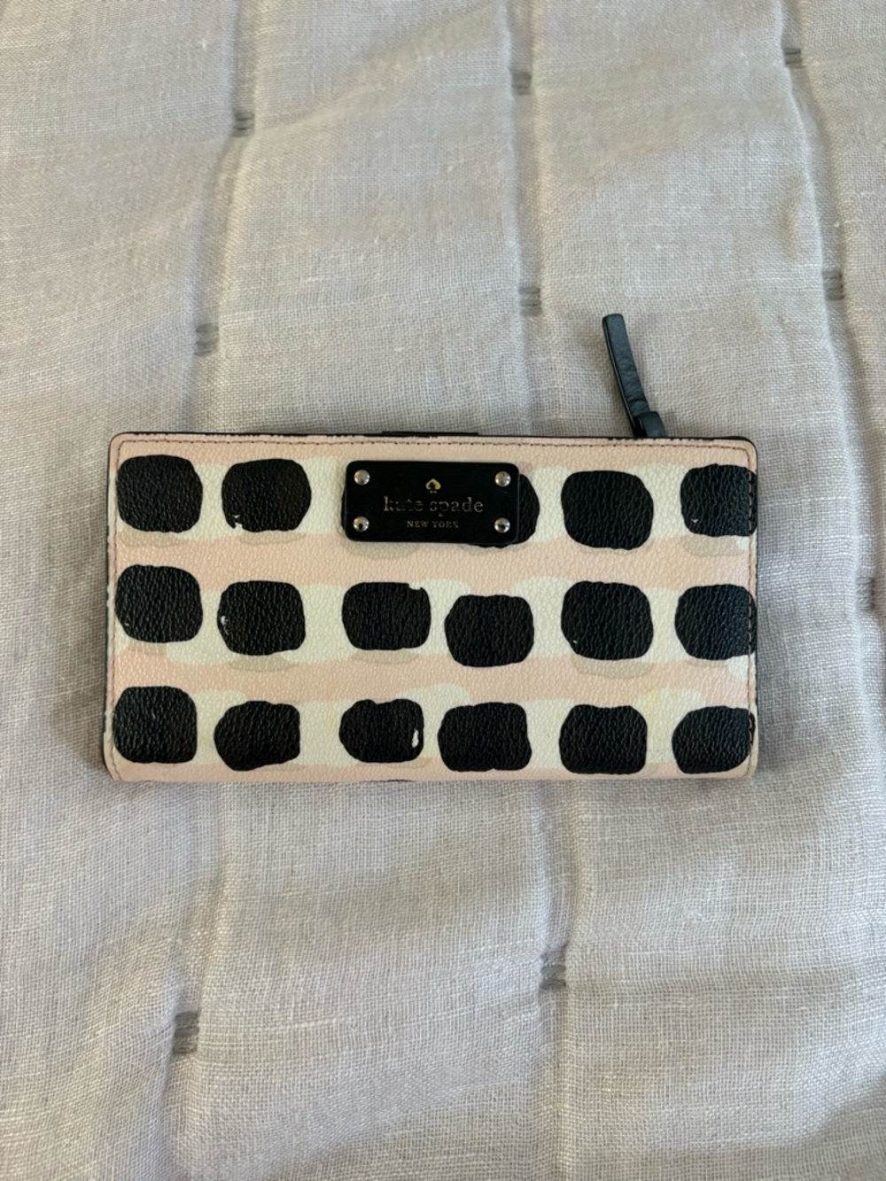 kate spade Pink and Black Polka Dot Zip Wallet